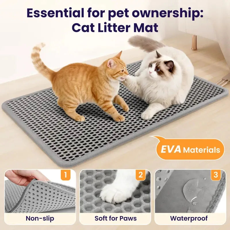 Cat Litter Mat Water Urine Proof Double Layer Pet Foldable Cat Litter Trapping Pet Carpet Bed Pads Waterproof EVA Cat Litter Mat For Cats Pet Clean Supplies