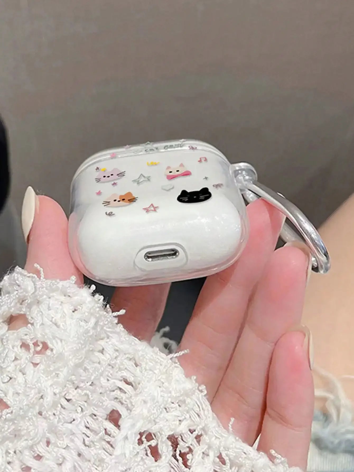 Cat Pattern Transparent Earphone Case For AirPods Pro