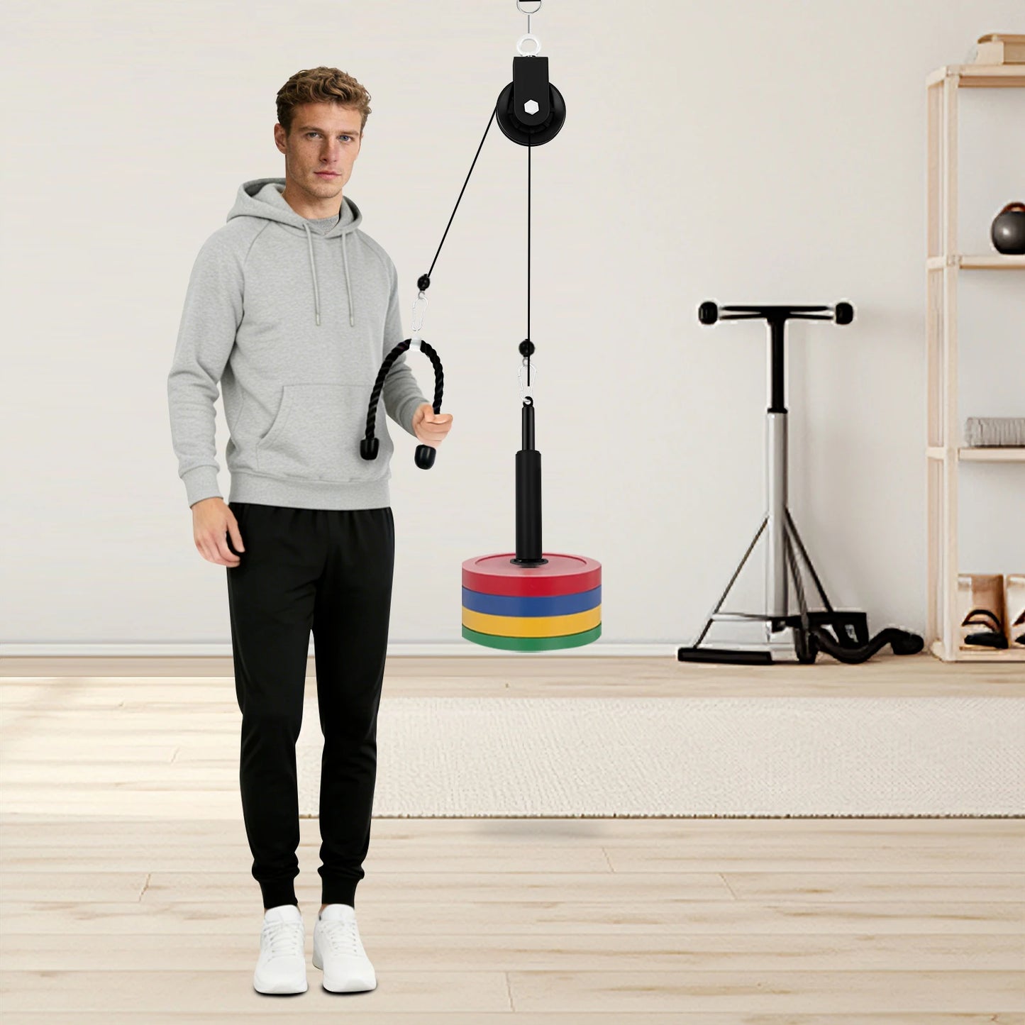 Cable Pull Fitness Gym Arm Biceps Triceps Rope Strap Weight Lifting Bodybuilding Strength Training Pulldown Pulley System Gym