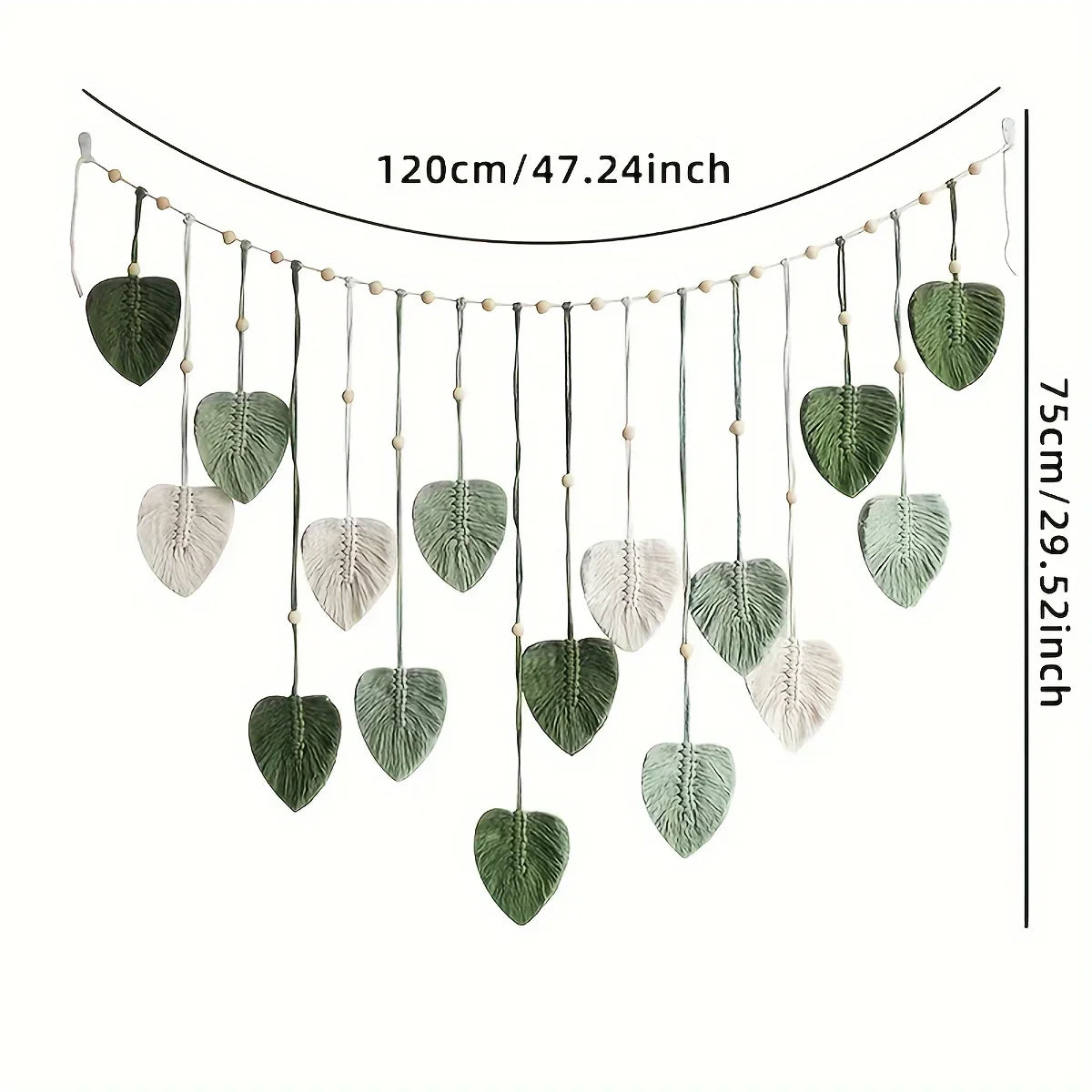 Modern Woven Wall Decor With Green Leaves And Bohemian Style