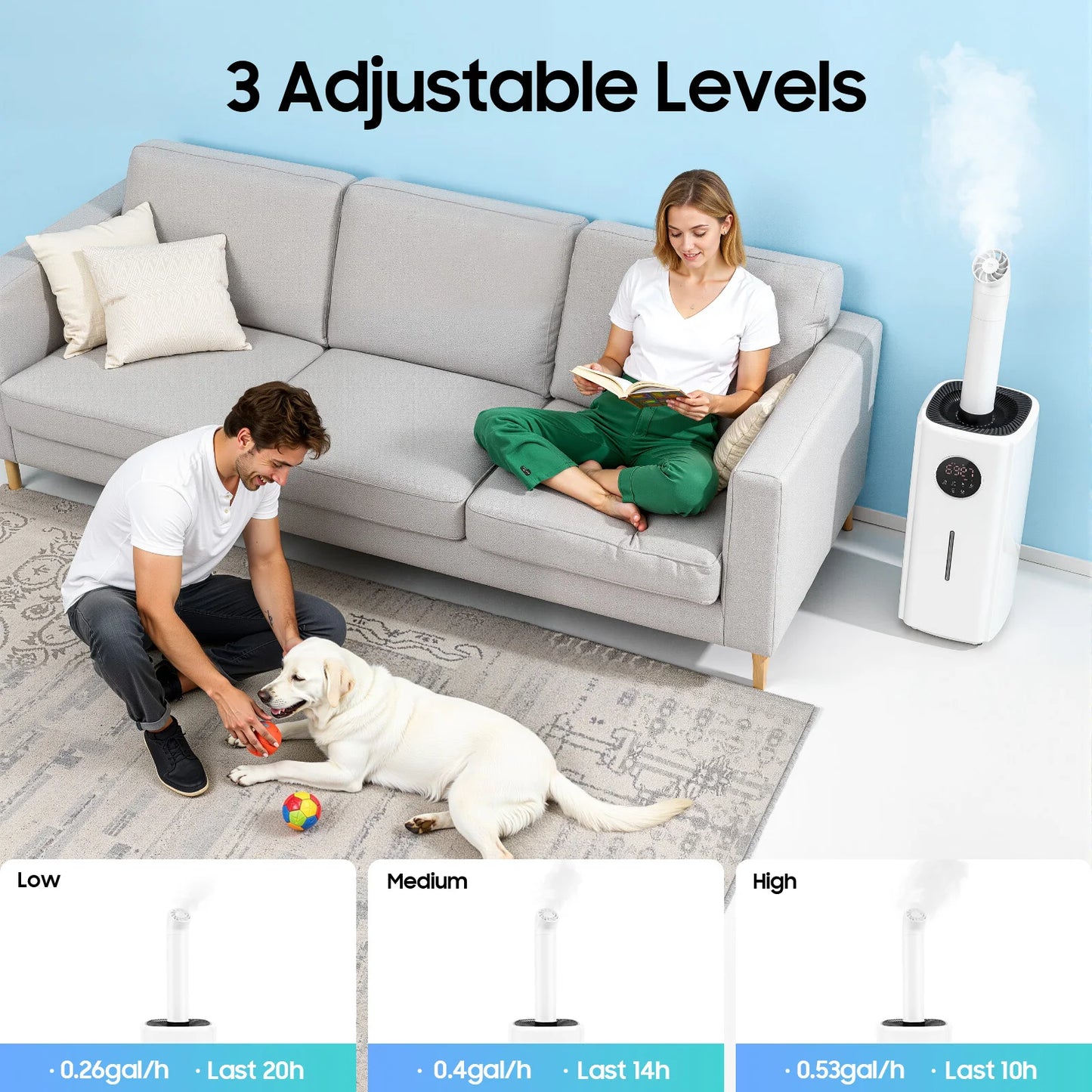 Humidifier Large Capacity 21L Digital Control Remote Control Air Purification Ultrasonic Humidifier Mist Maker