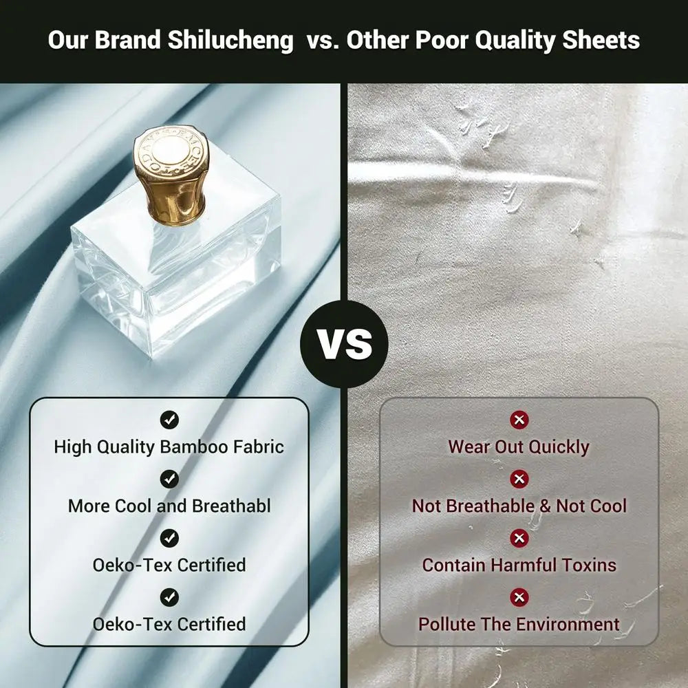 4 Piece King Sheet Sets, Cooling Sheets, Blend Rayon Derived from Bamboo, Deep Pocket Up to 16", Breathable & Soft Bed Sheets, H