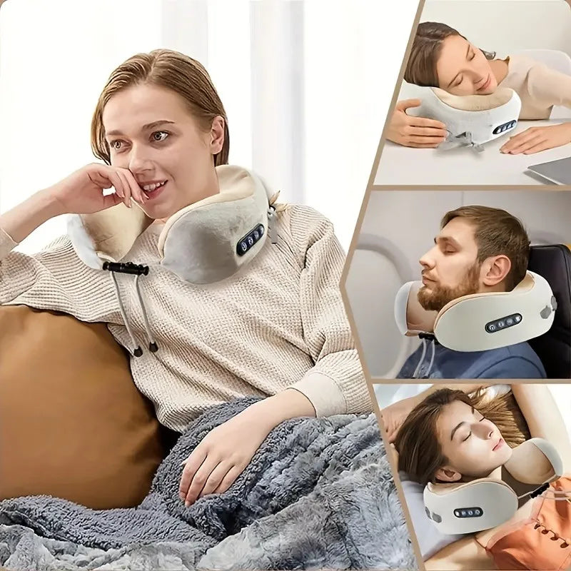 Rechargeable U-Shaped Neck Massage Pillow Perfect for Travel, Car, Office & Home Use Ideal Christmas Gift