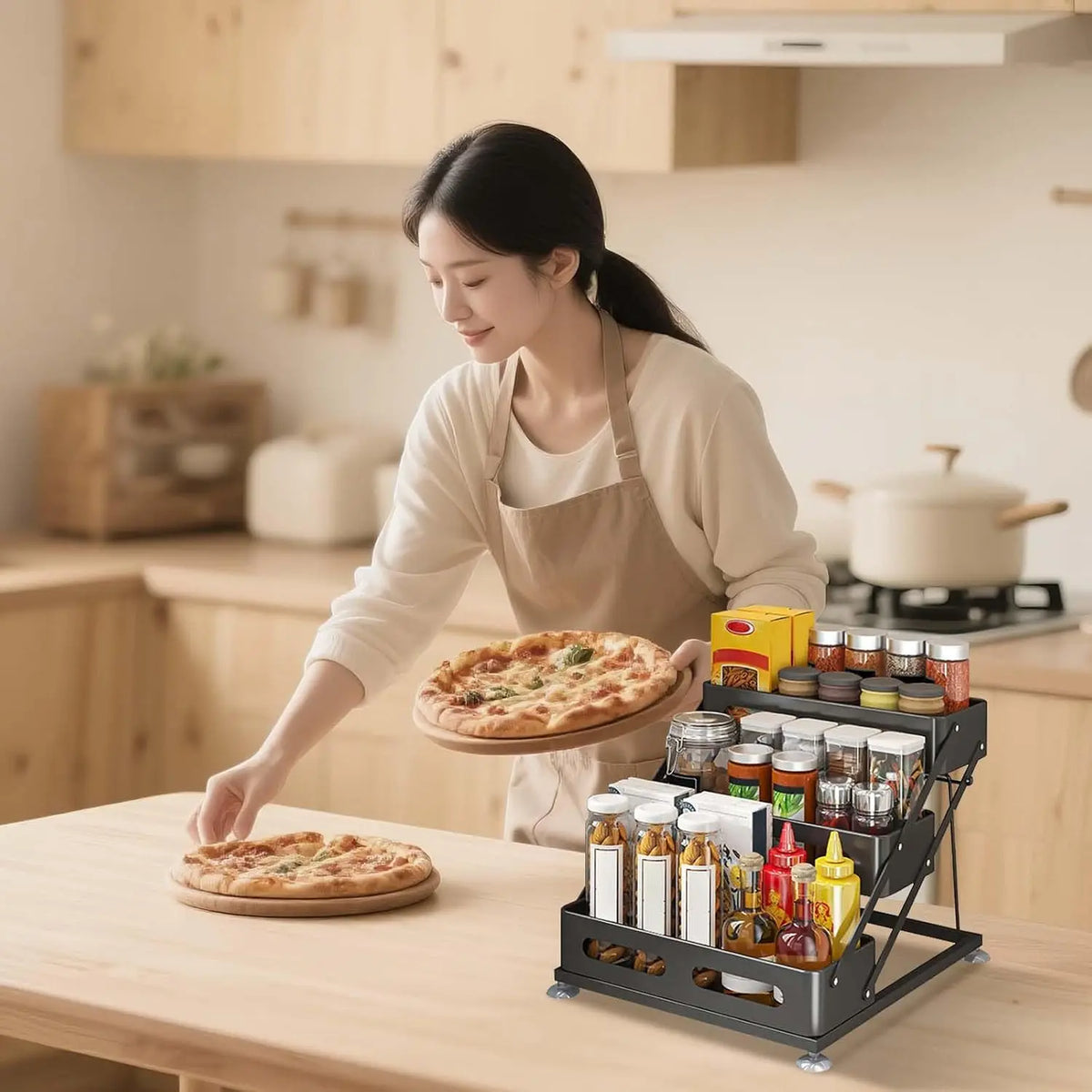 Adjustable Folding Spice Rack Organizer