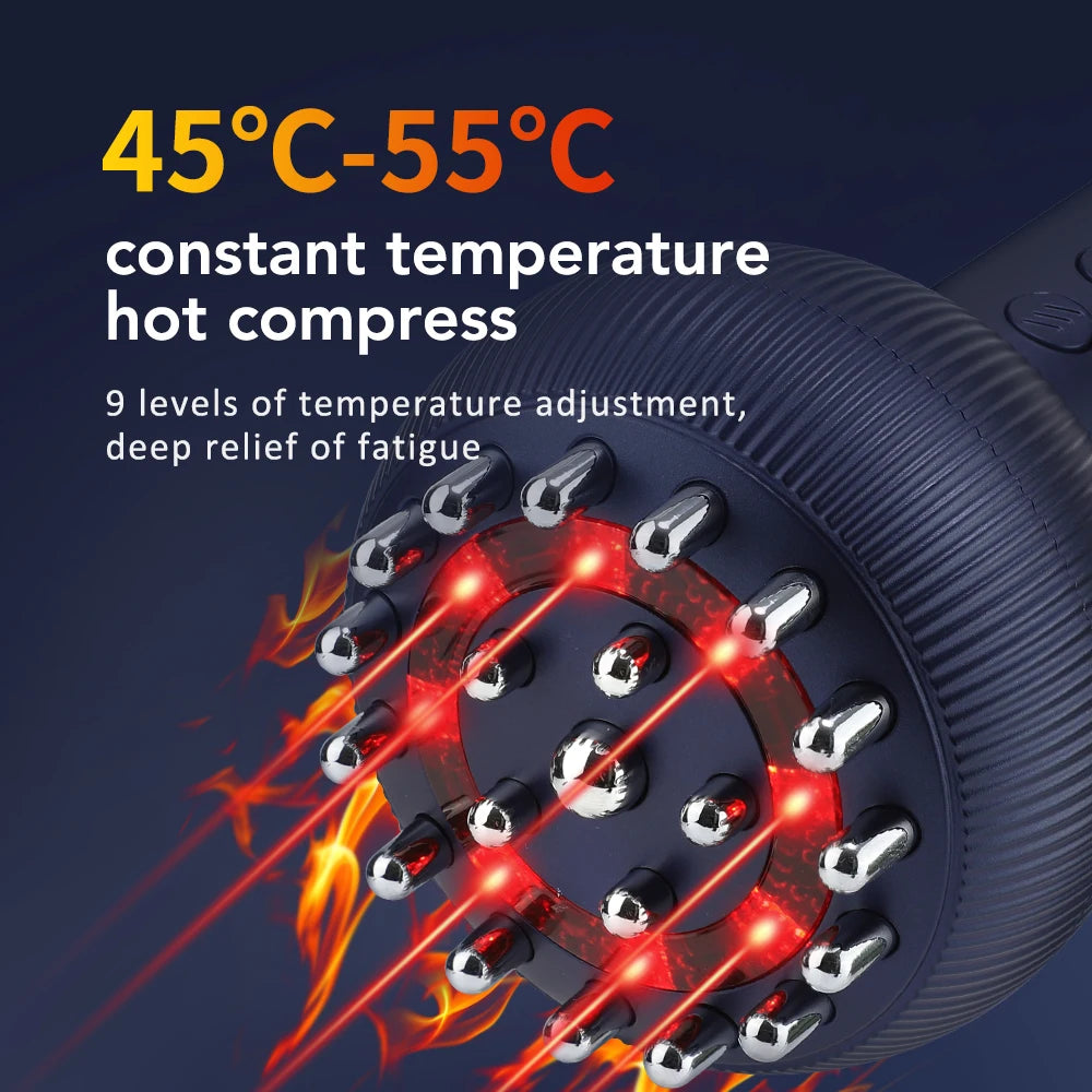 Wlireless Eletric Heated Brush Massage Heating Microcurrent Anti Cellulite Body Back Massage