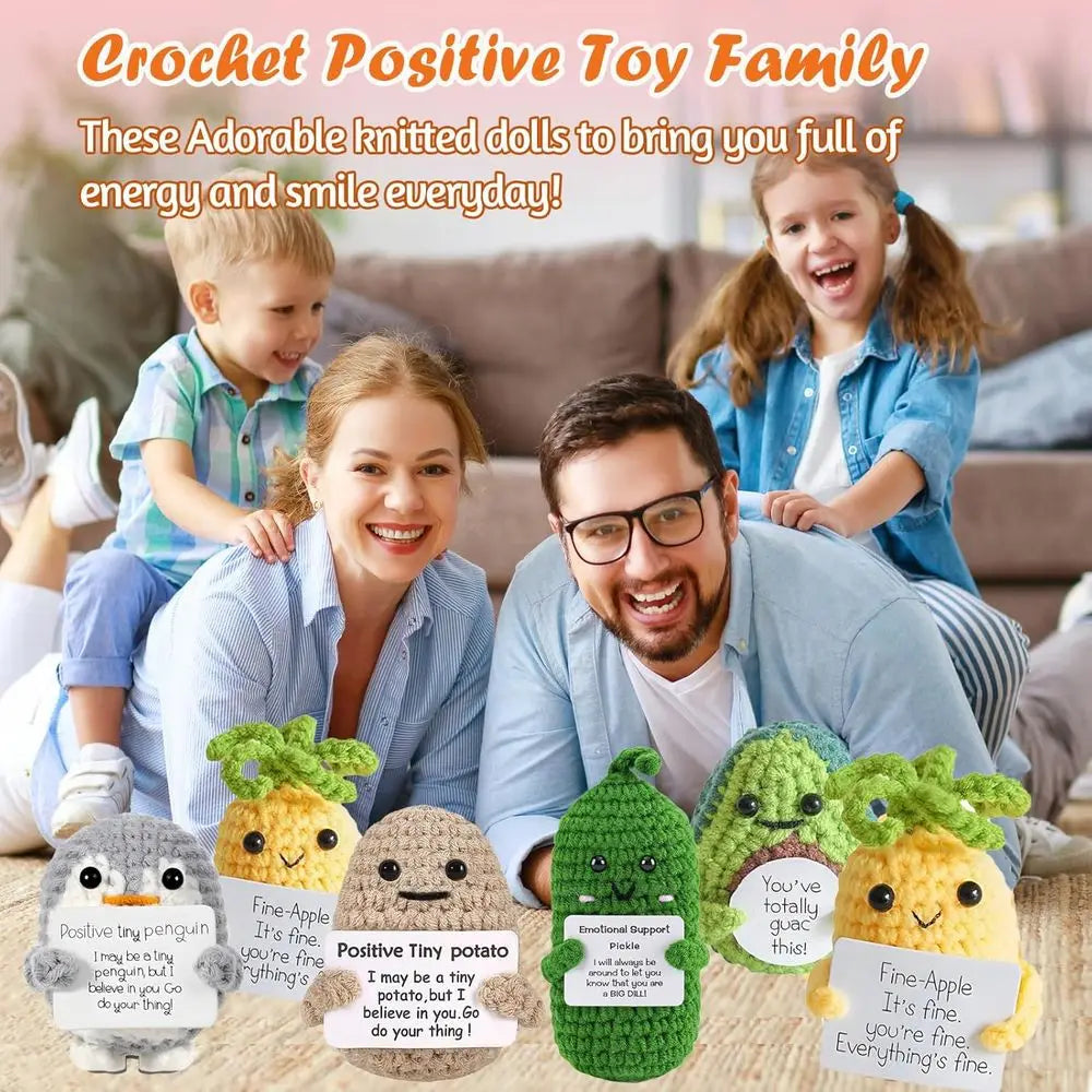 Funny Handmade Positive Tiny Potato & Positive Crochet Animals Set - Cute Emotional Support Gifts for Women,Friends, Birthday Gi