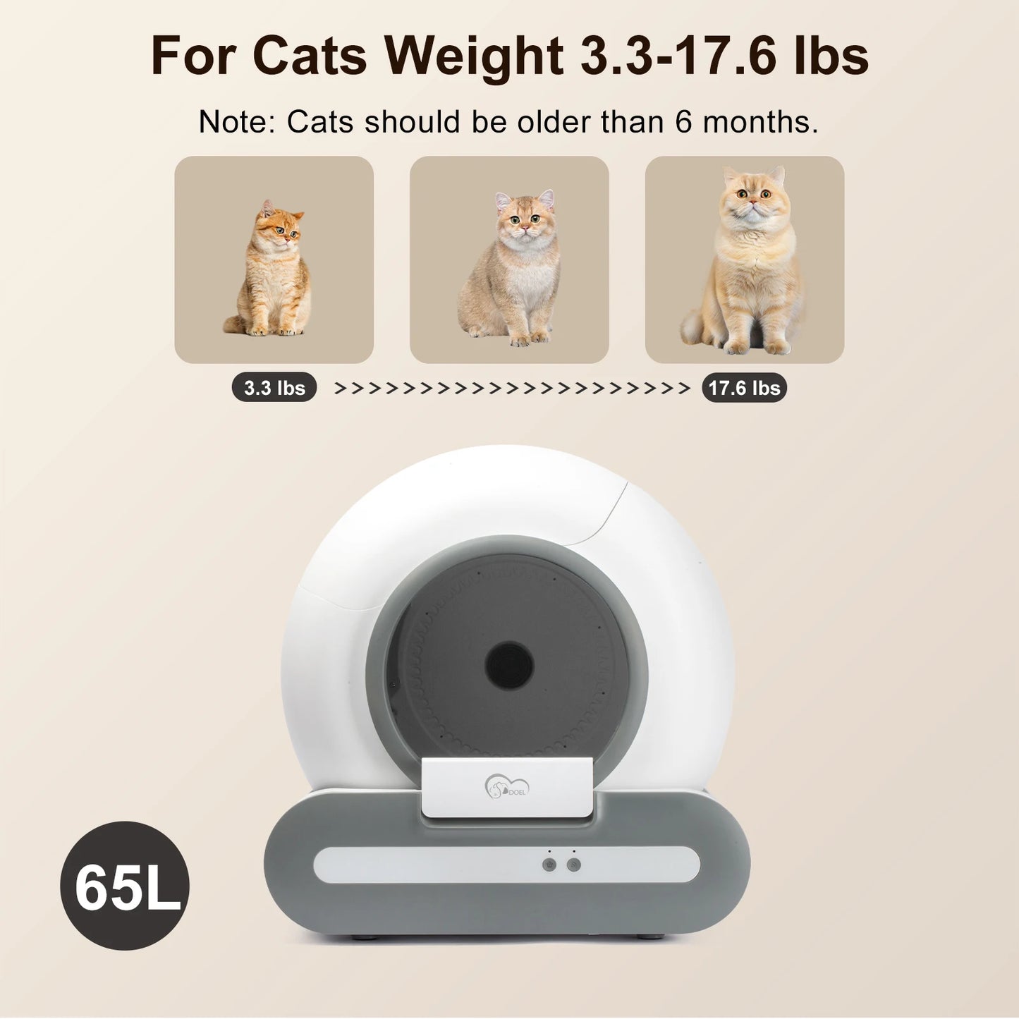 DOEL Self-Cleaning Cat Litter Box App Control and 2.4G WiFi