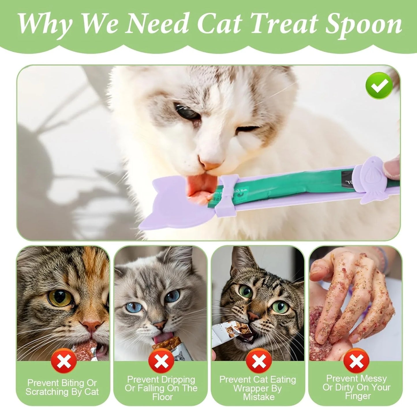 4Pcs Cat Treat Dispenser Multi Function Spoon for Lickable Cat Treats Cats Treats Squeeze Spoon Treat Feeding Wet Spoons Easy Feeding 4 Styles