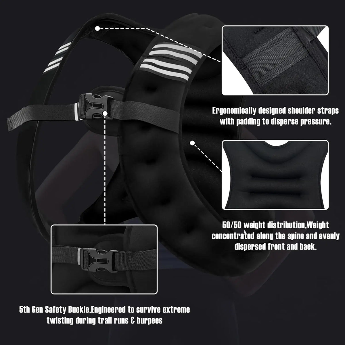 Reflective Weighted Running Vest, 5 to 10 kg