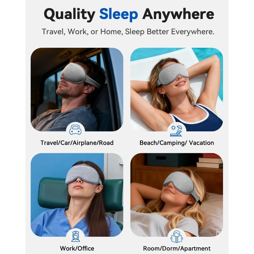 Weighted Eye Mask for Sleeping 3D Contoured Blackout Sleep Mask for Men Women Zero Pressure on Eyes Lash-Friendly Adjustable Strap for Side Sleepers Travel Essential for Long Flights Road Trips Airplane Nap Meditation