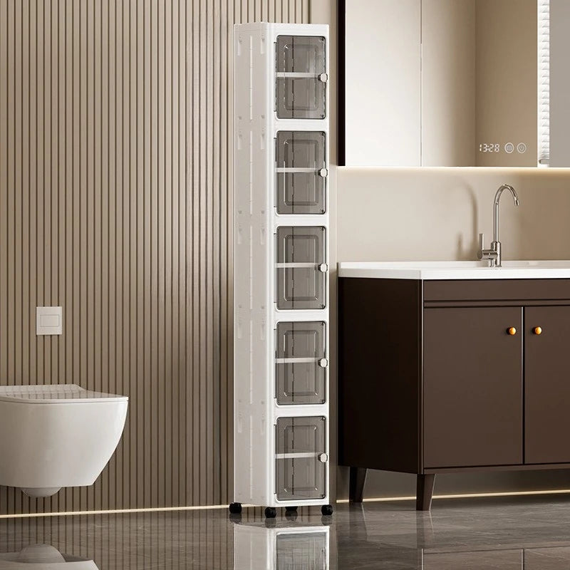 Slim Rolling Storage Cabinet with Clear Doors