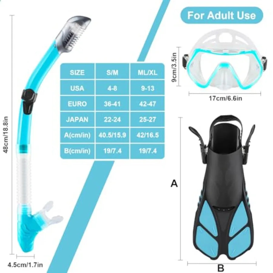 , Travel Size Snorkeling Gear for Adults 1 Pack