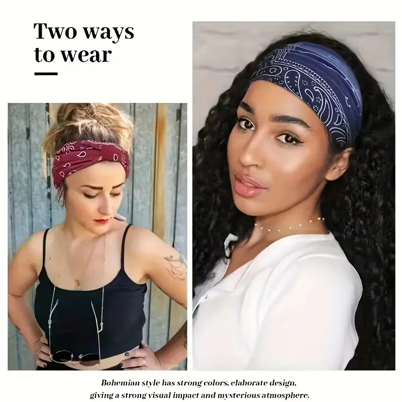 3 Pack Wide Headbands for Women Paisley Twist Hair Bands Stretchy Cross Head Turban Bandana Valentine's Day Non Slip Exercise Hair Wraps Accessories