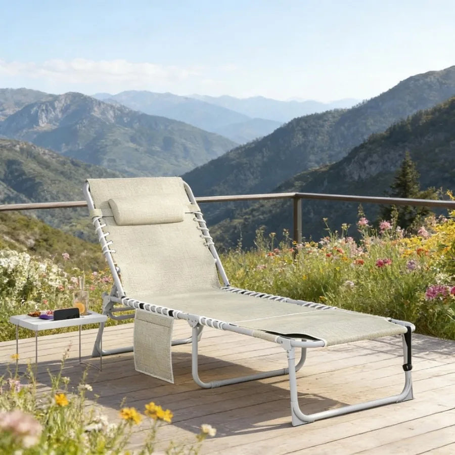 Folding Chair With Adjustable Height Cushioned Seat Swivel