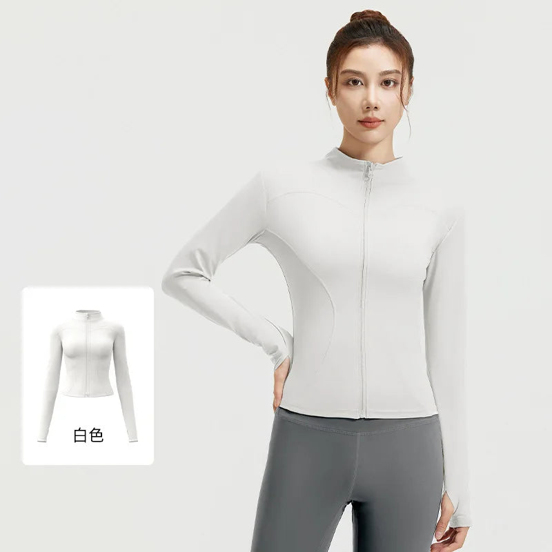 Women's Zipper Long Sleeve Sports Jacket For Fitness And Yoga