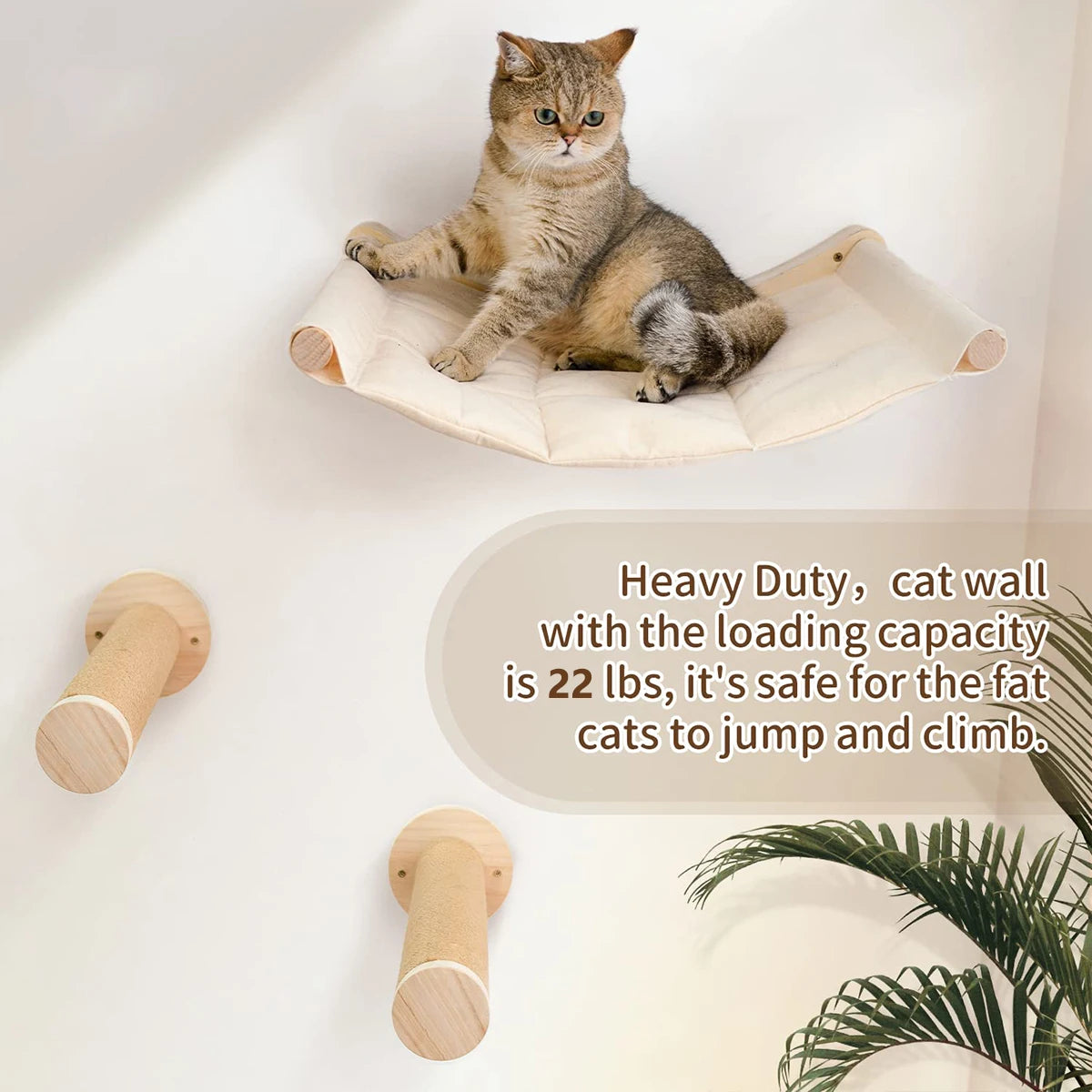 PETRAVEL CN Cat Wall Mounted Hammock Bed With Three Layer Wood And Sisal Shelves