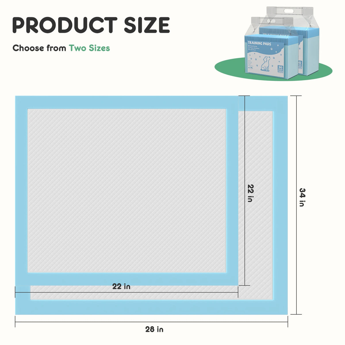 Disposable Dog Training Pee Pads, 22 x 22 in