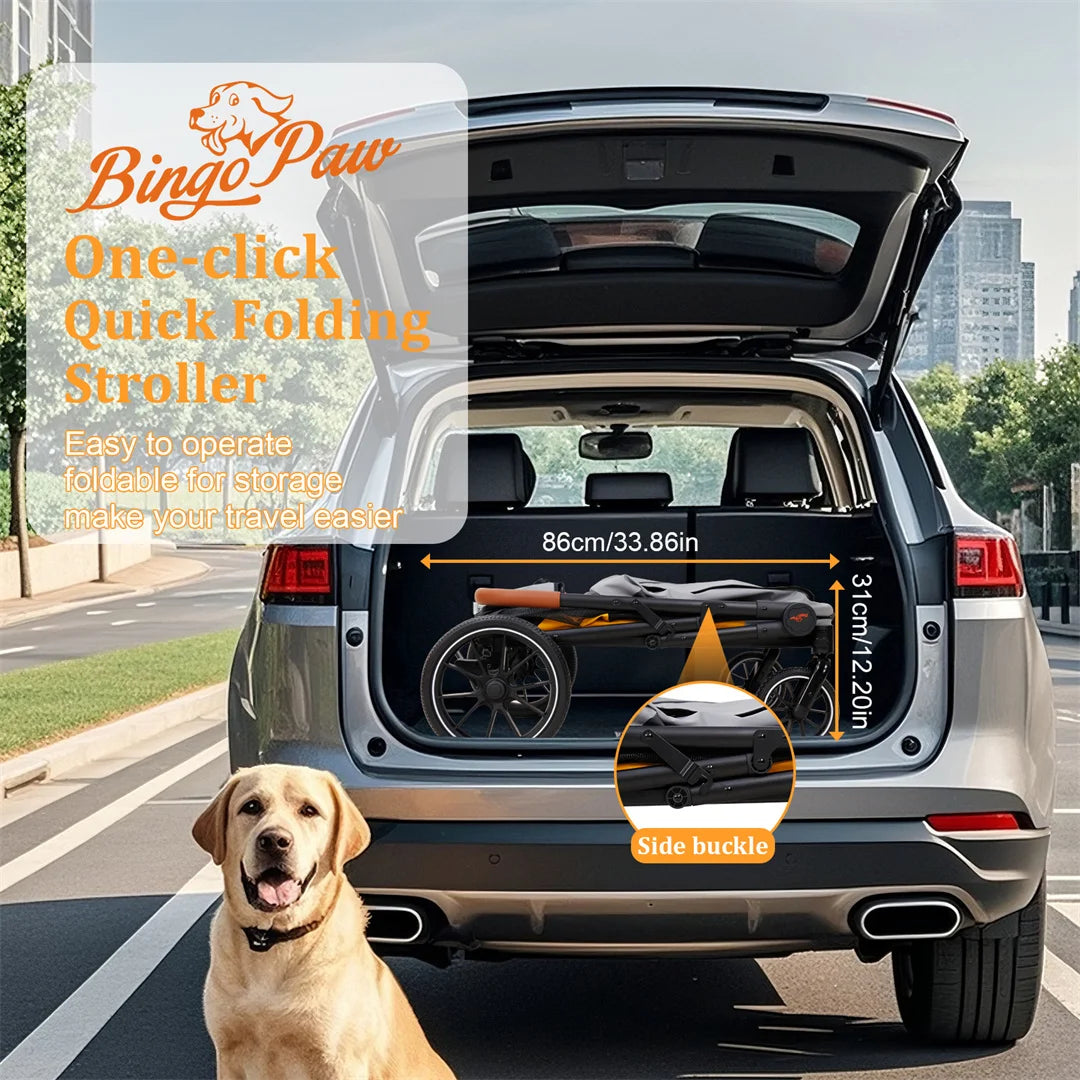Portable Dog Stroller With One Click Folding And Dual Entry