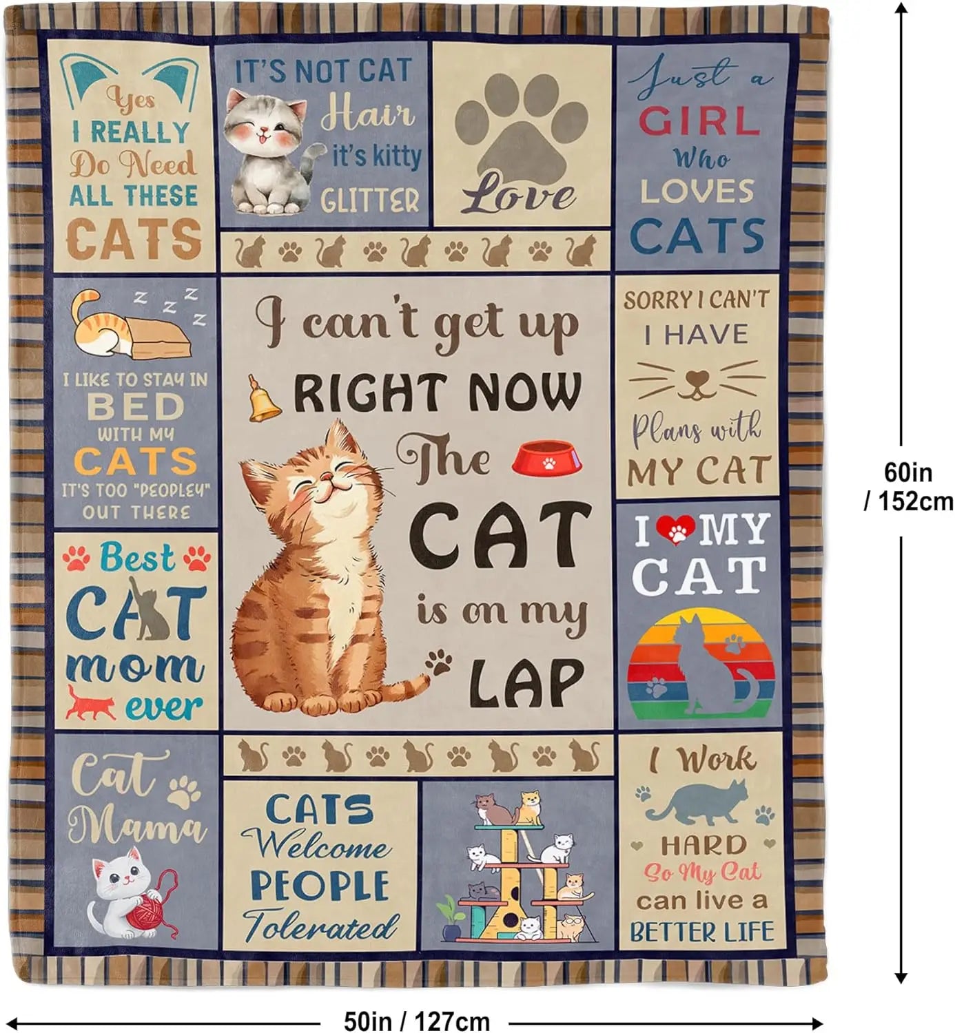 Cat Lover Throw Blanket For Cat Moms And Cat Ladies