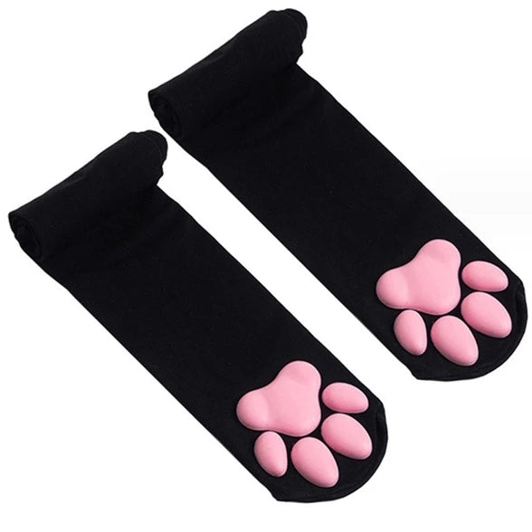 Cat Paw Pad Sock Striped Thigh High Socks Kitten Cosplay