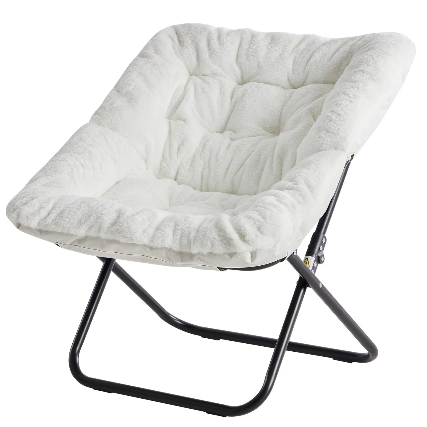 JHK Cozy Faux Fur Saucer Chair With Metal Frame And Padded Seat For Comfort