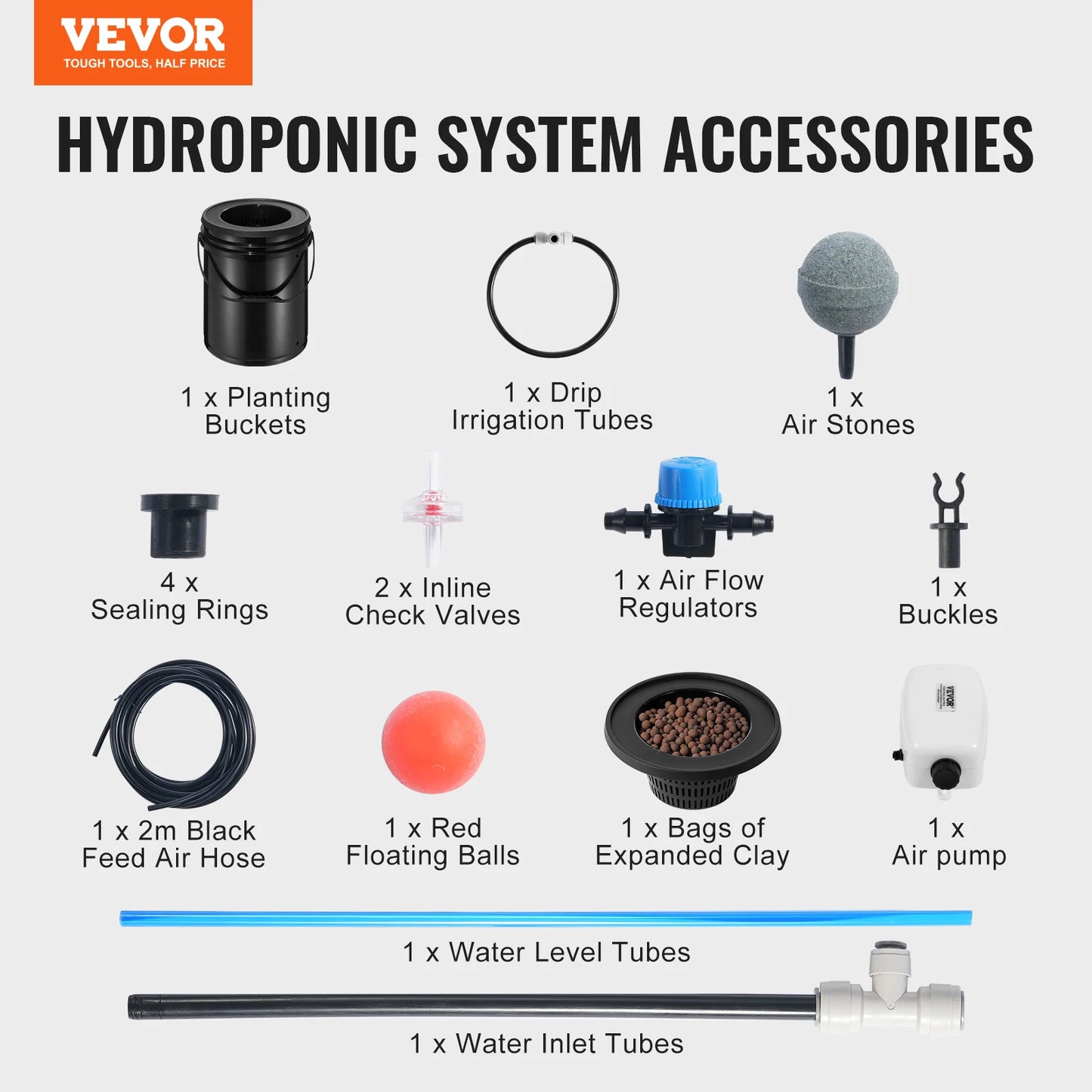 DWC Hydroponics Grow System With Top Drip Kit 4 Buckets