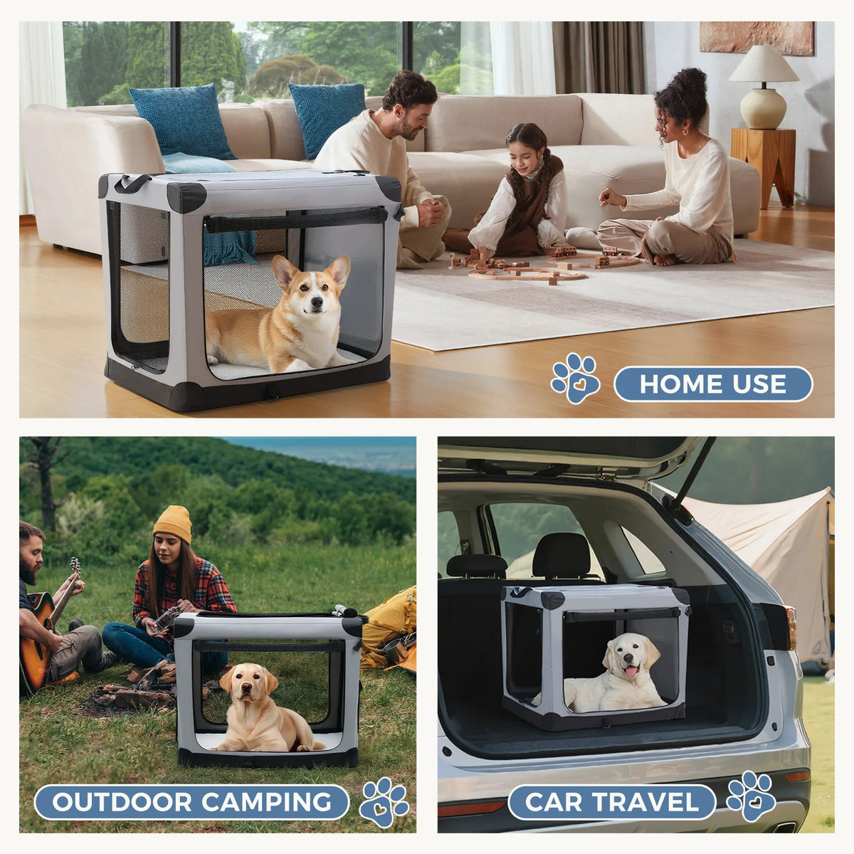 Soft-Sided Collapsible Dog Crate with Open Mesh Panels
