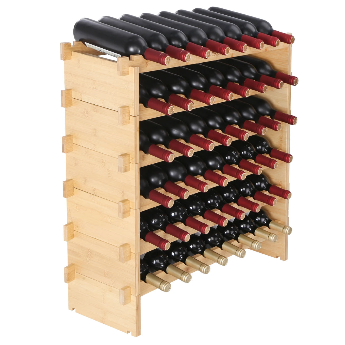 Stackable Bamboo Wine Rack, 48 or 72 Bottles