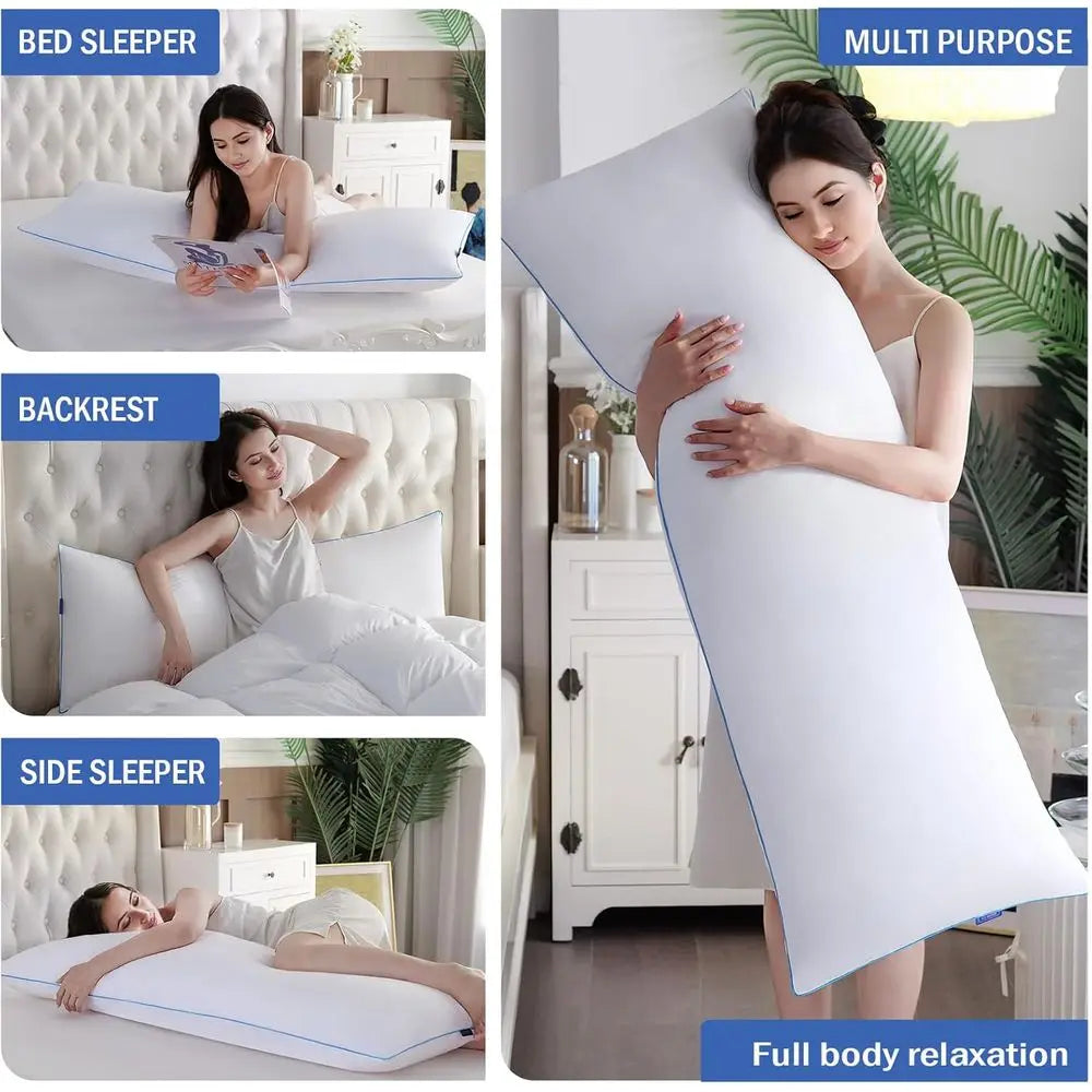 Memory Foam Body Pillow Insert - Full Body Pillow for Adults - Soft Large Long Bed Pillow for Side Sleeper (White, 20 Inchx54 In