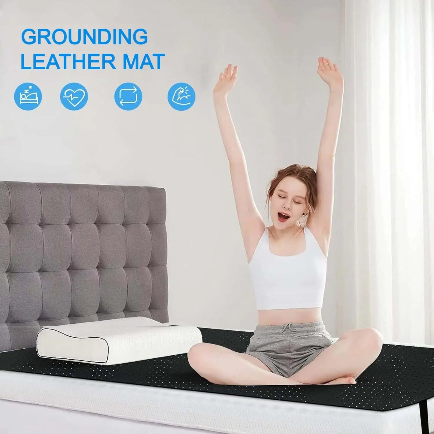Grounding Sheet and Mat Combo Perforated 100 Percent Conductive Leather