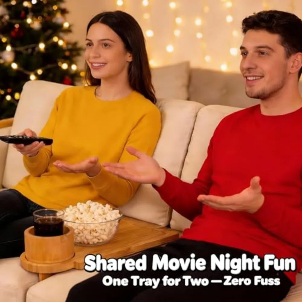 Bamboo Sofa Arm Tray with Cup Holder