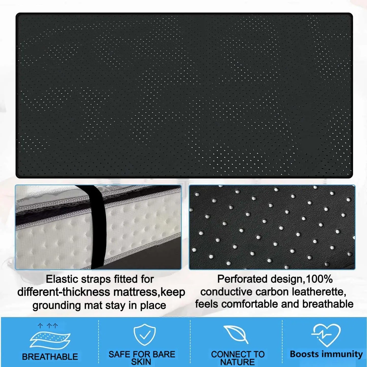 Grounding Sheet and Mat Combo Perforated 100 Percent Conductive Leather
