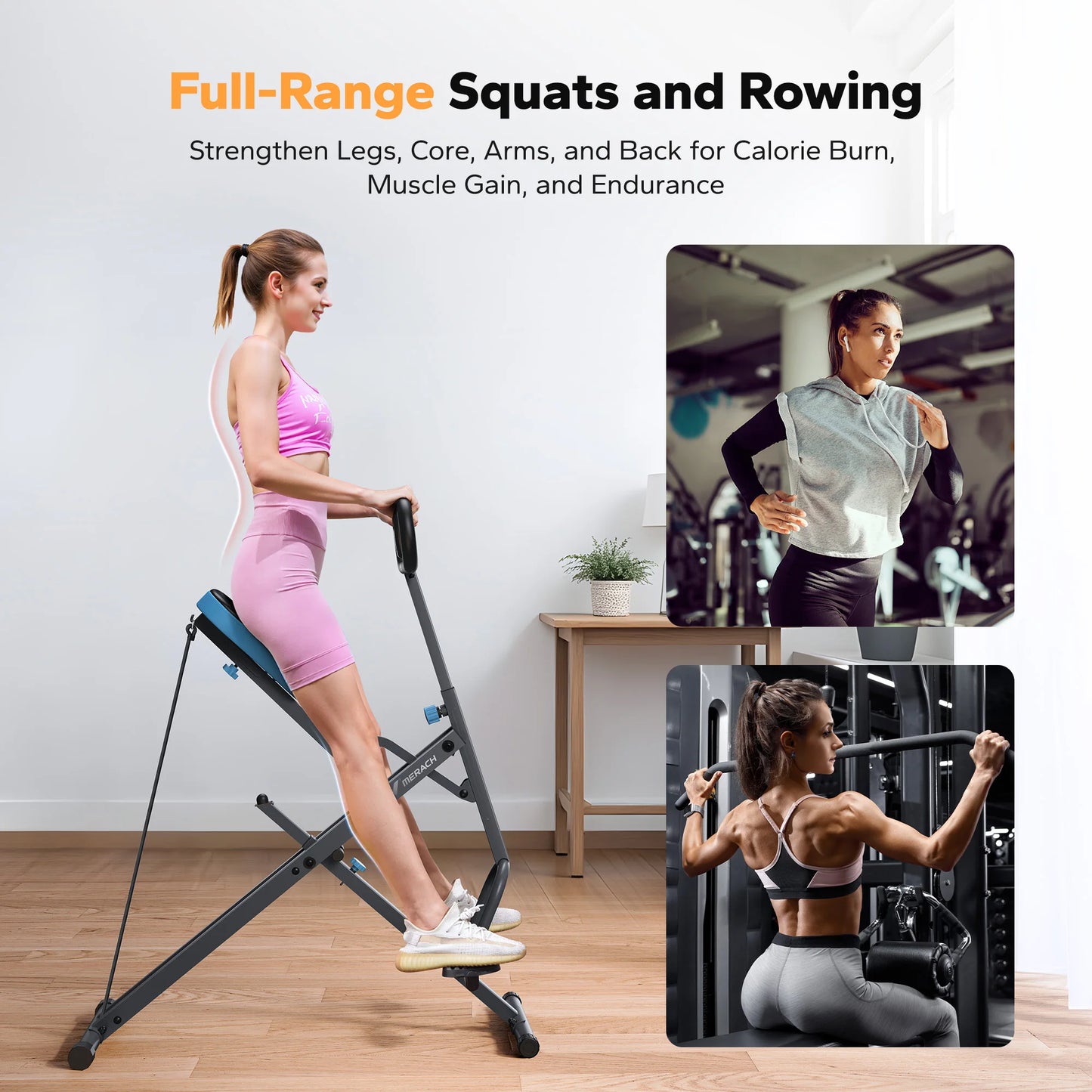 MERACH R07 2in1 Squat Rowing Machine For Home Gym Workout