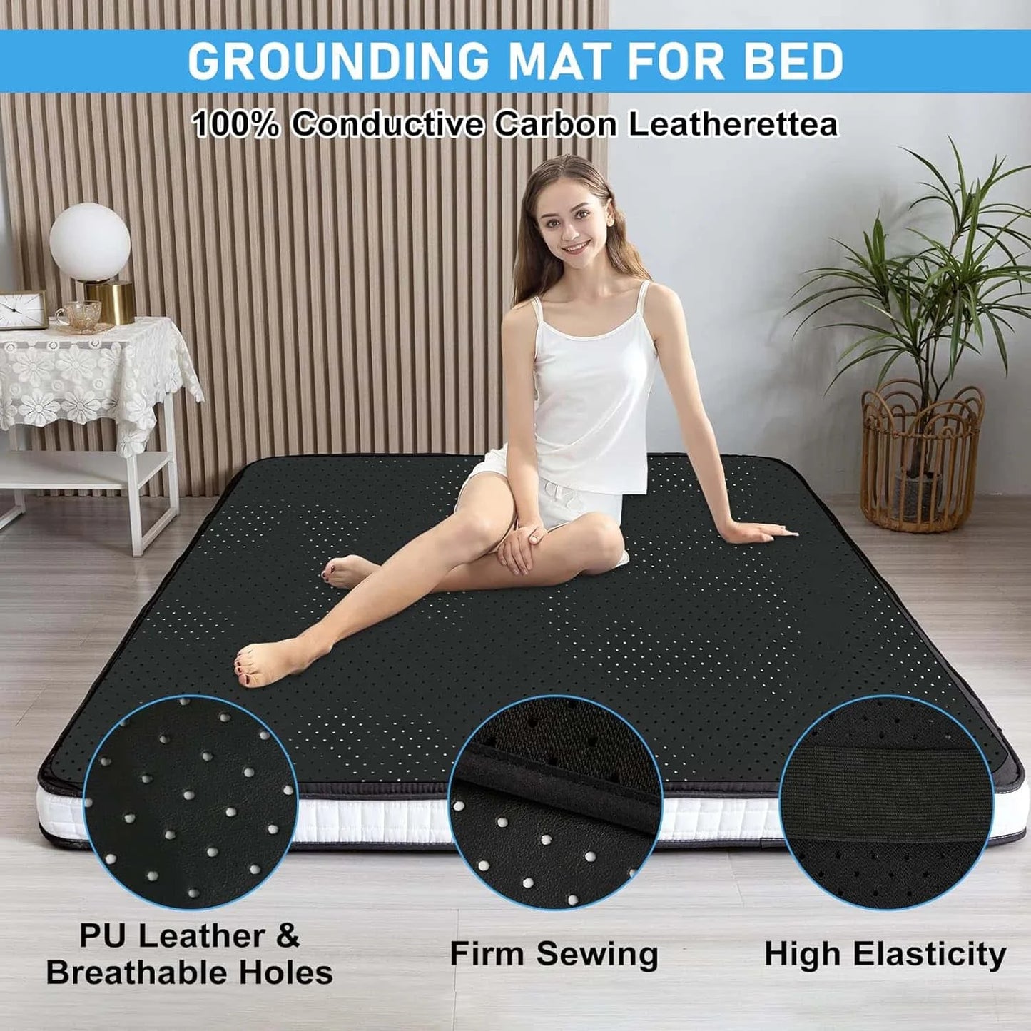 Grounding Sheet and Mat Combo Perforated 100 Percent Conductive Leather