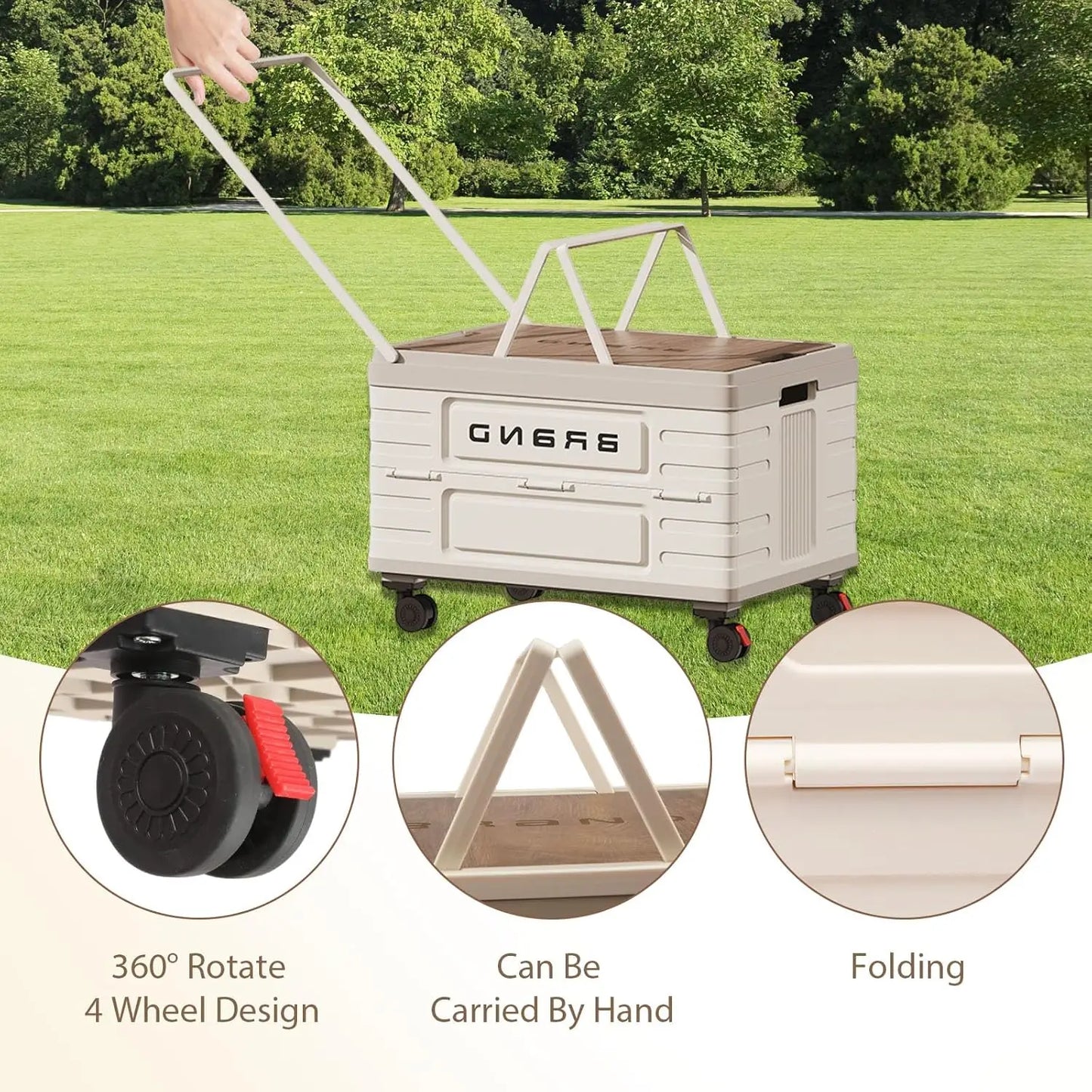 360° Rotating Foldable Storage Cart Heavy-Duty Organizer With Silent Wheels