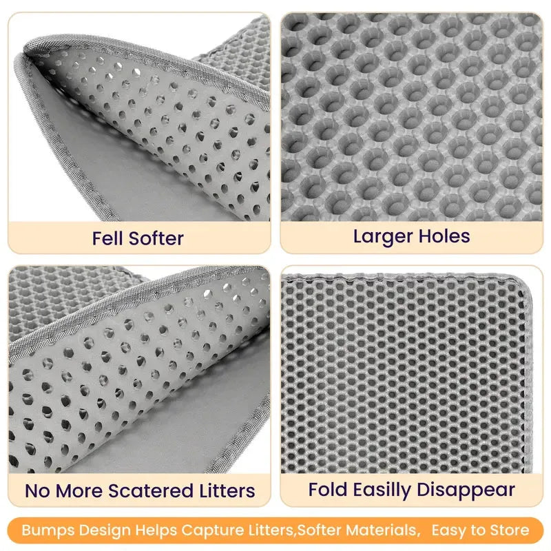 Cat Litter Mat Water Urine Proof Double Layer Pet Foldable Cat Litter Trapping Pet Carpet Bed Pads Waterproof EVA Cat Litter Mat For Cats Pet Clean Supplies