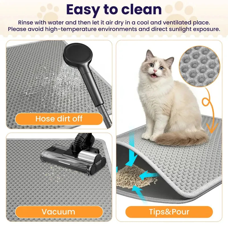 Cat Litter Mat Water Urine Proof Double Layer Pet Foldable Cat Litter Trapping Pet Carpet Bed Pads Waterproof EVA Cat Litter Mat For Cats Pet Clean Supplies