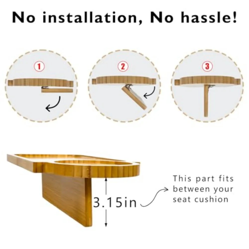 Bamboo Sofa Arm Tray with Cup Holder