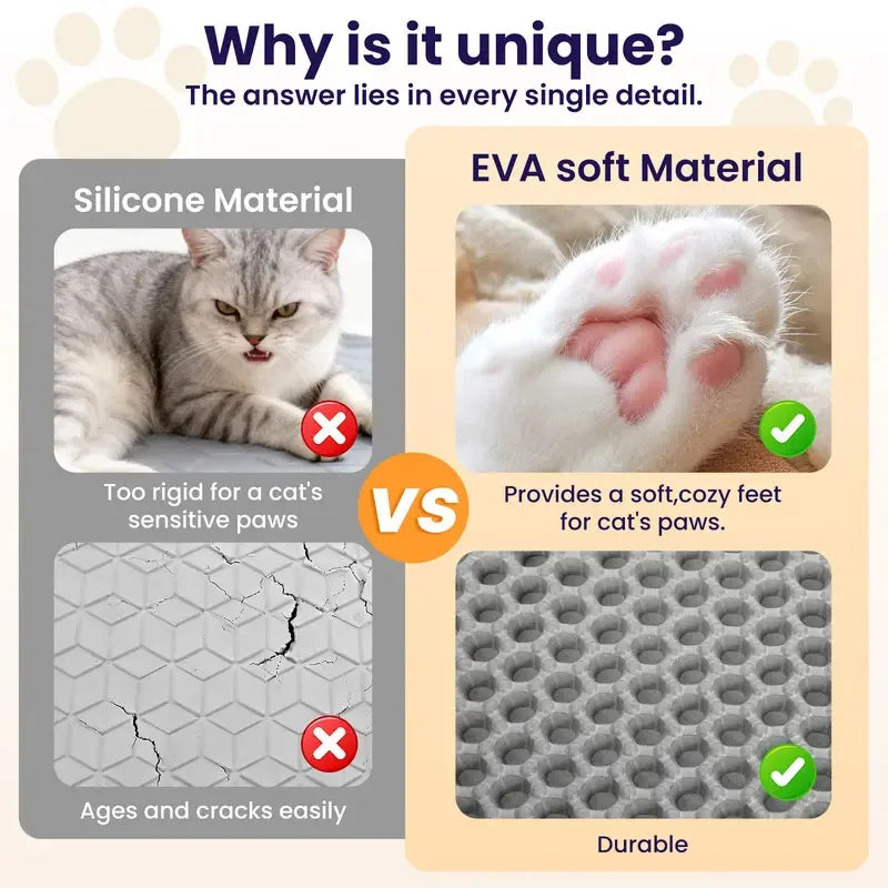 Cat Litter Mat Water Urine Proof Double Layer Pet Foldable Cat Litter Trapping Pet Carpet Bed Pads Waterproof EVA Cat Litter Mat For Cats Pet Clean Supplies