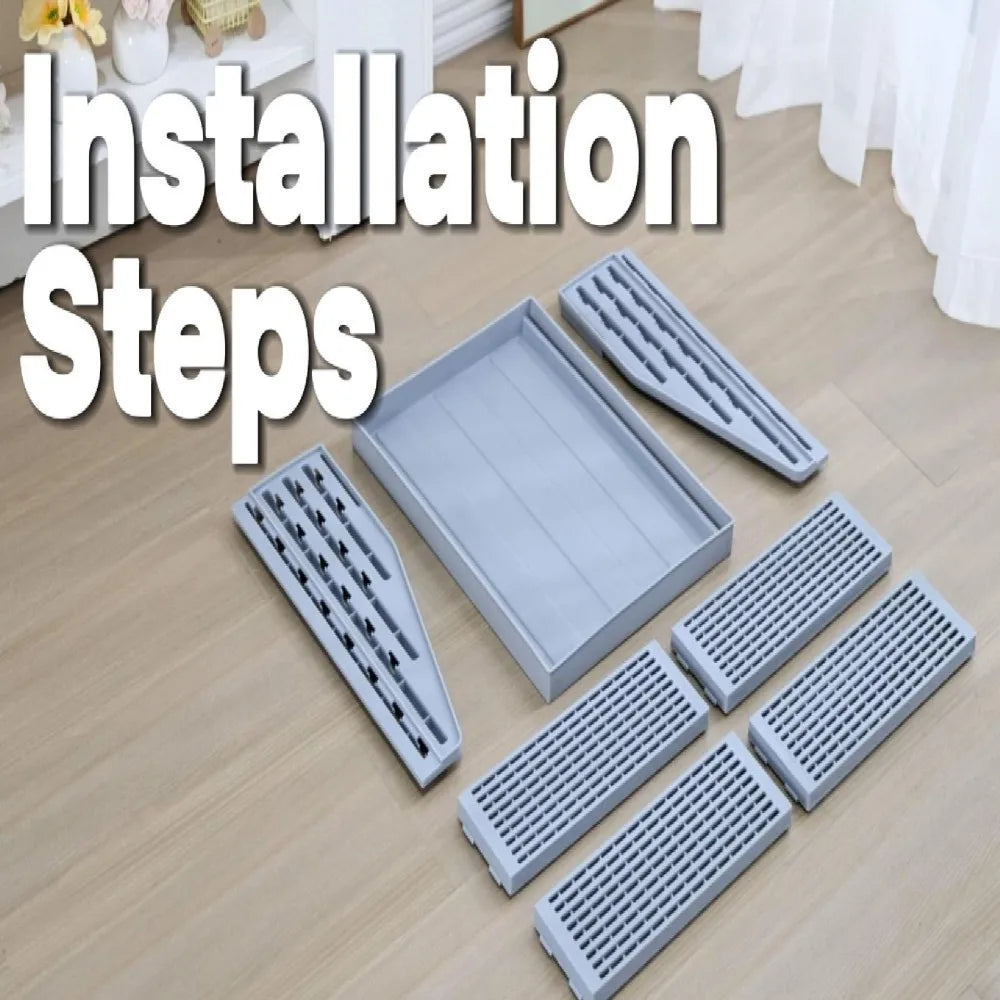 Adjustable Cat Litter Box Step with Litter-Trapping Tray
