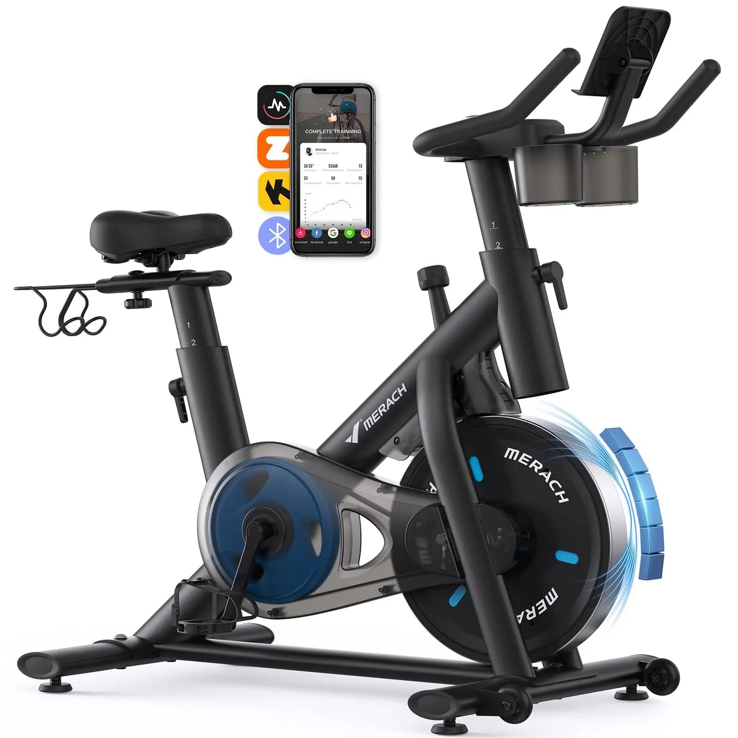 MERACH Magnetic Indoor Exercise Bike With Exclusive App And Low Noise Brake Pad