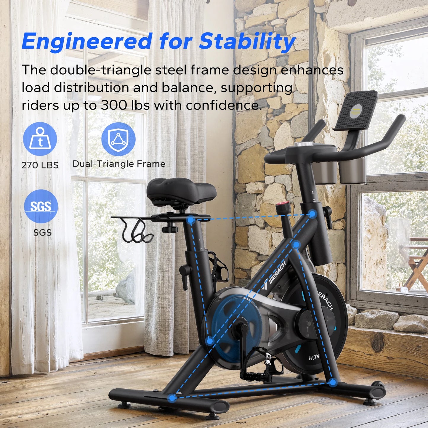MERACH Magnetic Indoor Exercise Bike With Exclusive App And Low Noise Brake Pad