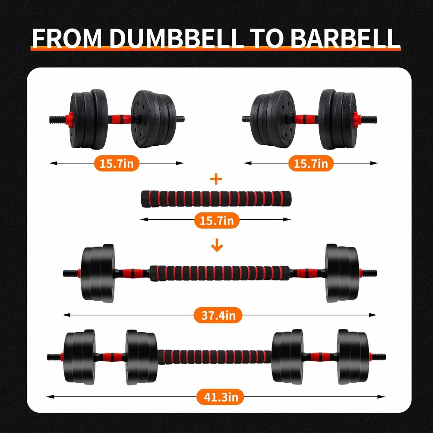 Adjustable Dumbbell and Barbell Set With Anti Slip Grip For Home Gym