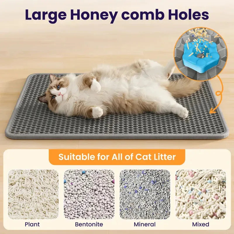 Cat Litter Mat Water Urine Proof Double Layer Pet Foldable Cat Litter Trapping Pet Carpet Bed Pads Waterproof EVA Cat Litter Mat For Cats Pet Clean Supplies