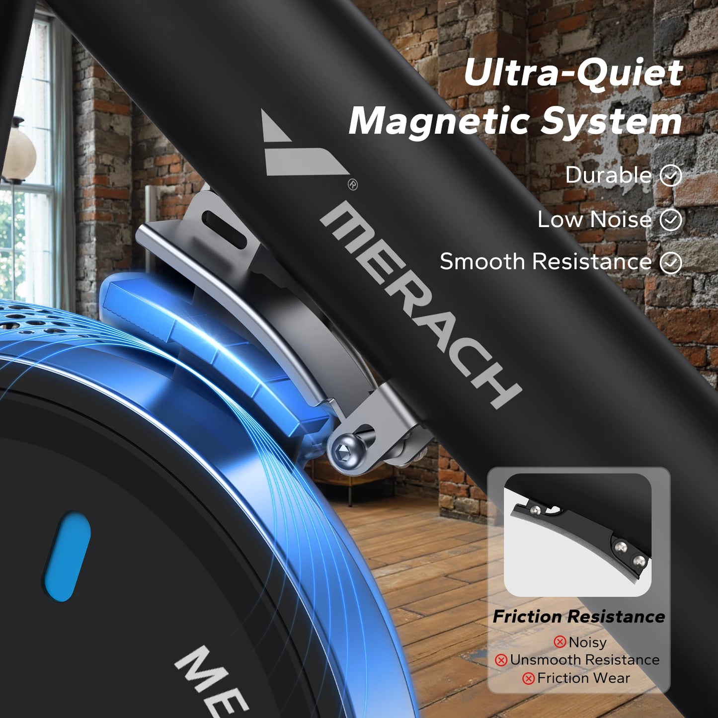 MERACH Magnetic Indoor Exercise Bike With Exclusive App And Low Noise Brake Pad