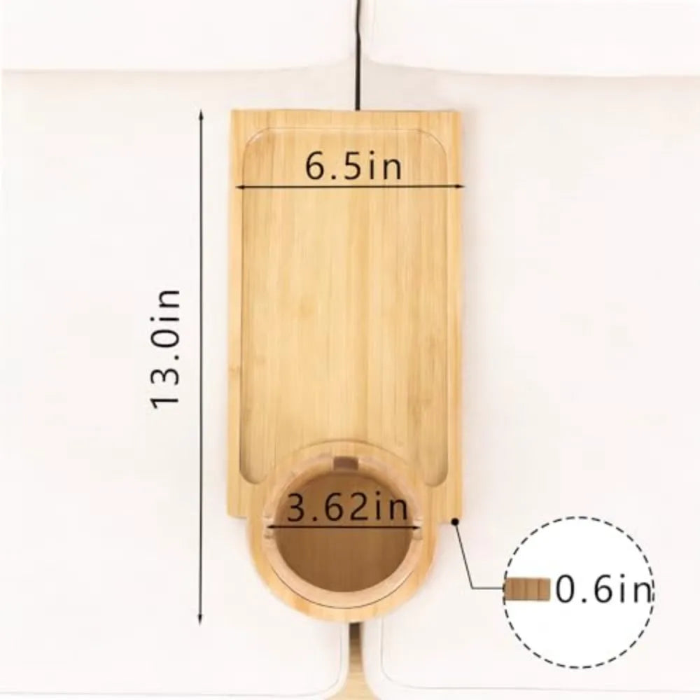 Bamboo Sofa Arm Tray with Cup Holder
