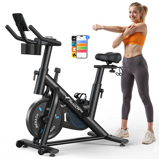 MERACH Magnetic Indoor Exercise Bike With Exclusive App And Low Noise Brake Pad