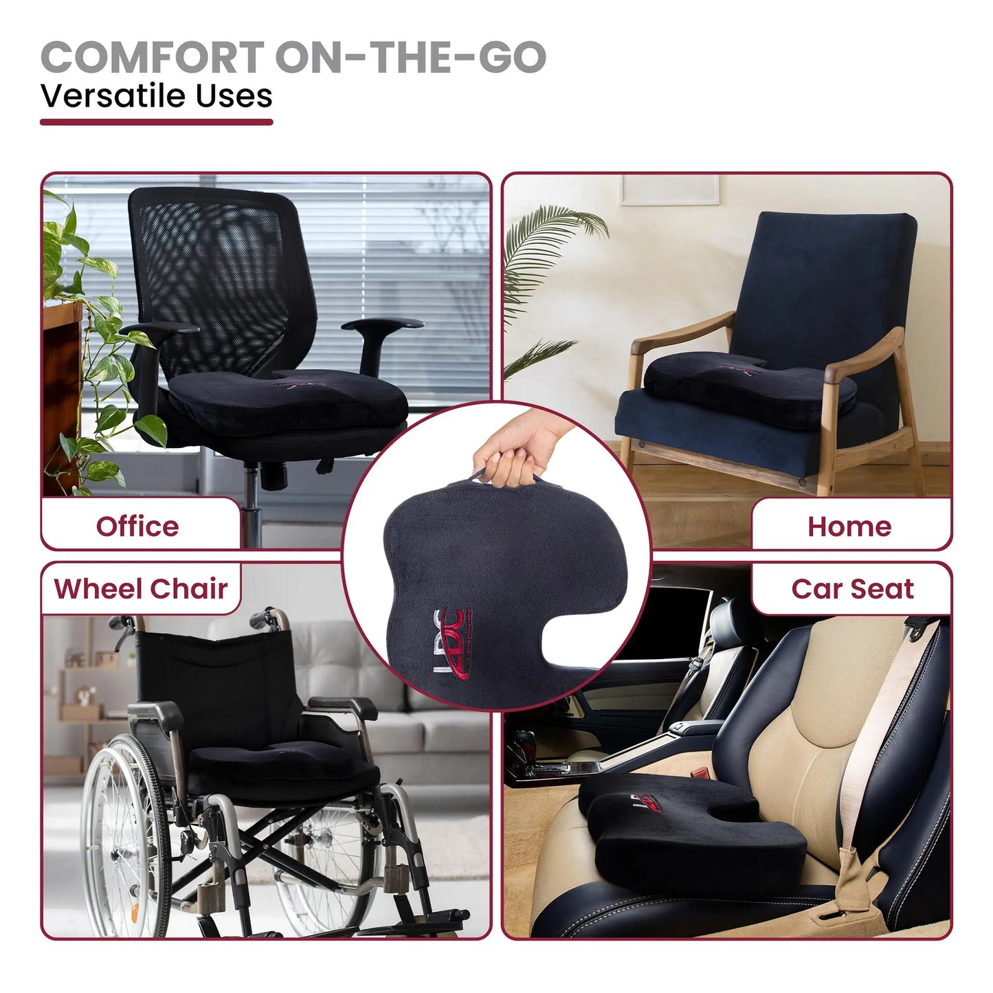 Premium Gel Memory Foam Car Seat Cushion For Back Pain