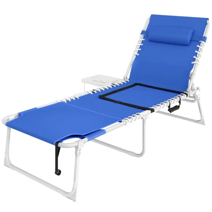 Folding Chair With Adjustable Height Cushioned Seat Rotatable