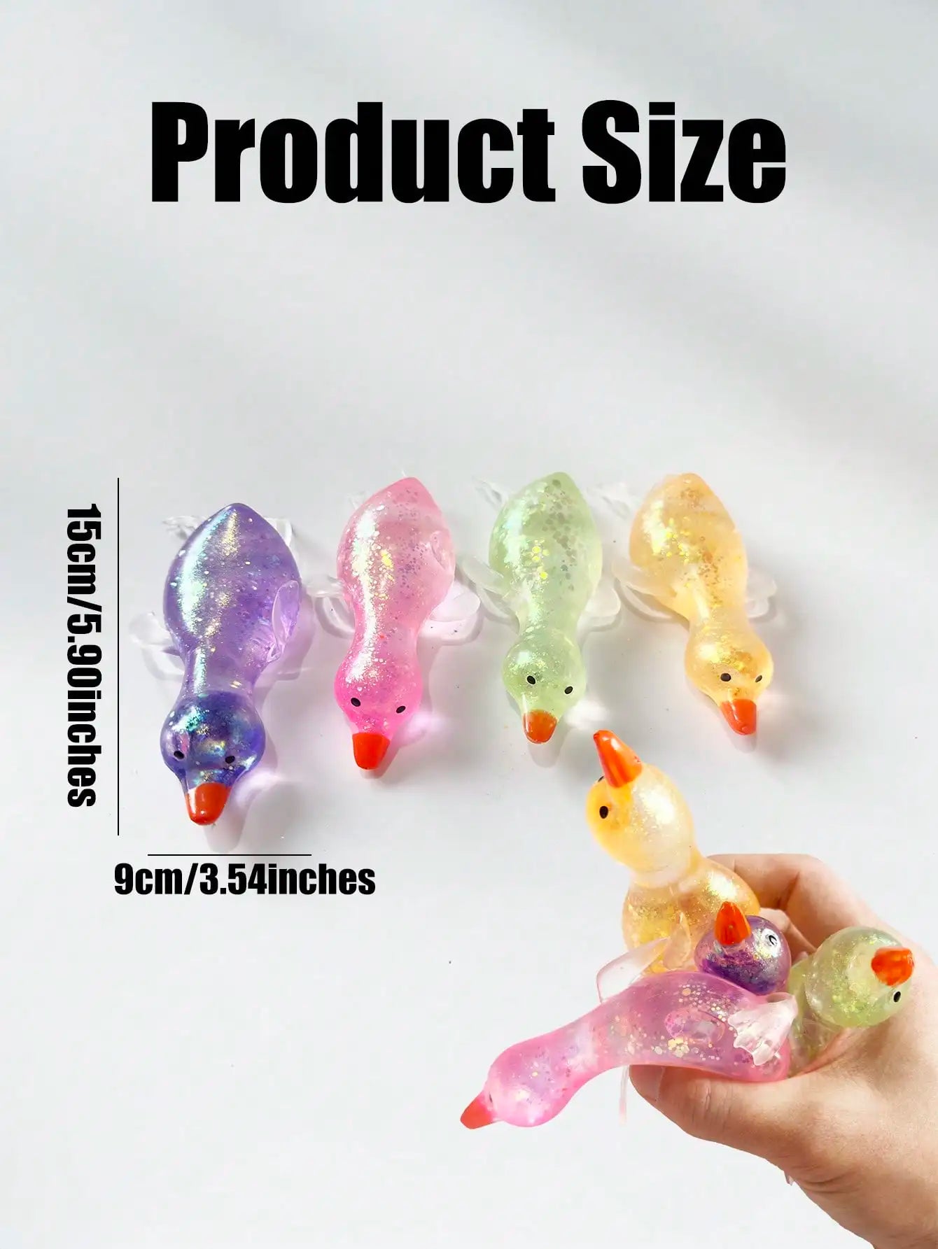 1Pc Glitter Crystal Swan Duck Squishy Toy, Slow Rising Soft Stress Relief Squeeze Toy, Portable Mini Desk Ornament,